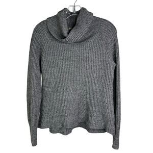 Banana Republic Ribbed Sweater Womens Small Heather Gray Cowl Neck Heavy Knit